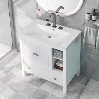 Siavonce Bathroom Vanity with Sink Bathroom Storage Cabinet with Doors and Drawers