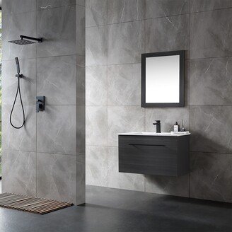 Flynama 32 inch MDF black bathroom cabinet with sink,one soft -close drawers,black handle. - 32*32*20.4