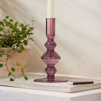 Ridged Diamond Color Glass Candlestick, Small