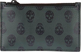 Allover Skull Printed Zipped Cardholder