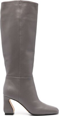 Square-Toe 90mm Leather Boots
