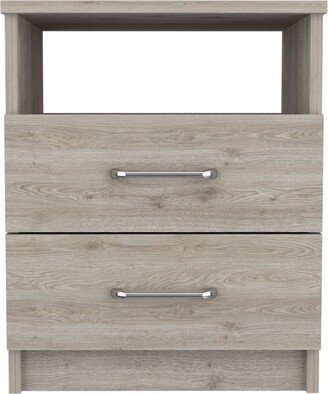 Depot E-Shop Salento Nightstand, Two Drawers, One Shelf, Superior Top