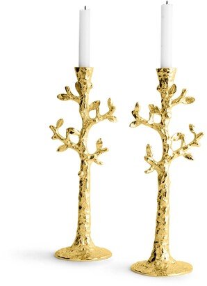 Tree of Life Candle Holder Set of 2 Gold