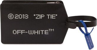 Zipped leather clutch bag