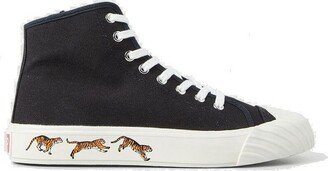 Tiger Printed High-Top Sneakers