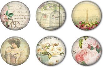 Victorian Paris Round Refrigerator Magnet Set