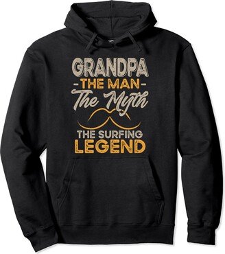 Funny Grandfather Job & Hobbies Vintage The Surfing Grandpa Funny Grandfather Meme Pullover Hoodie