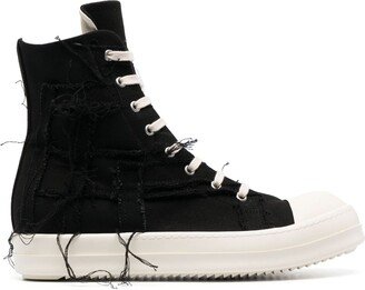 Distressed-Effect Lace-Up High-Top Sneakers