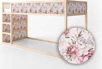 Ikea Kura Bed Bright Floral Pattern With Peonies On Light Background Kids Decals Sticker Furniture For Nursery Adhesive