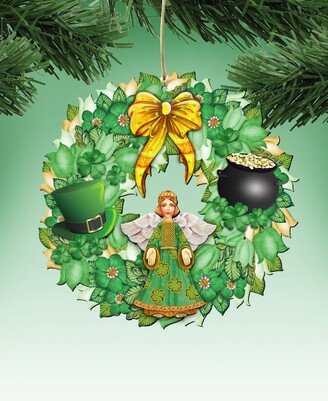 2 Piece Irish Wreath Wood Ornament Set