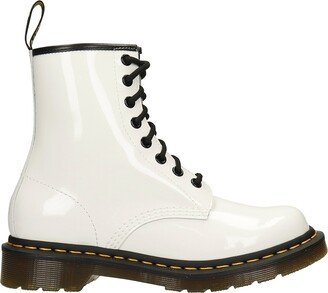 1460 Combat Boots In White Patent Leather