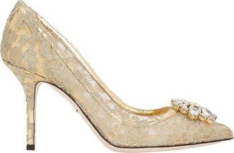Lurex lace rainbow pumps with brooch detailing-AA