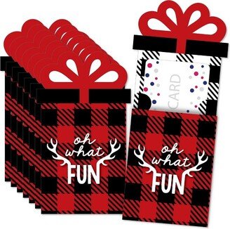 Big Dot of Happiness Prancing Plaid - Reindeer Holiday and Christmas Party Money and Gift Card Sleeves - Nifty Gifty Card Holders - 8 Ct