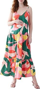 Cotton Sleeveless Tiered Maxi Maternity Dress