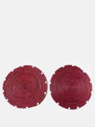 Set Of Two Shell-embellished Straw Placemats-AA