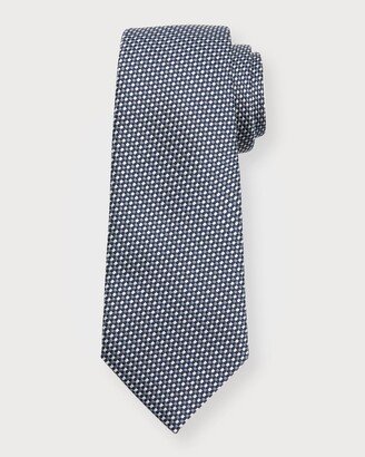 Men's Micro-Geometric Jacquard Silk Tie-AB