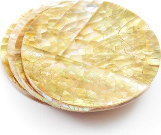 Likhâ Pieza Mother-Of-Pearl Coasters Nude Brown Set Of 4