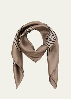Knotted Monogram Silk Scarf-AA