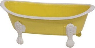 Yellow Iron Bathtub Soap Dish - yelloiw-white - H - 2.50 in. W- 5.75 in. L - 2.25 in.