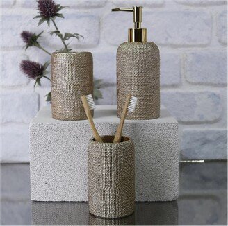 Natural 3 Pcs. Bathroom Set in Taupe Color/Soap Dish & Toothbrush Holders