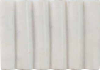 Storied Home Contemporary Carved Marble Soap Dish for Bathrooms - White - 5.3L x 3.8W x 0.8H