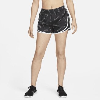 Women's Tempo Swoosh Dri-FIT Brief-Lined Printed Running Shorts in Black