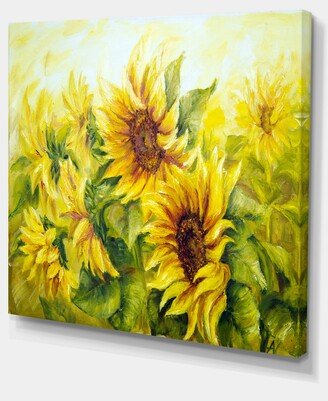 Designart Bright Yellow Sunny Sunflowers Floral Painting Canvas - 40