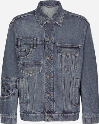 Patchwork denim jacket-AI