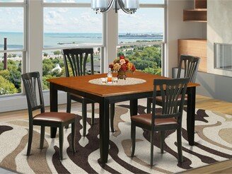 East West Furniture 5 Piece Dining Room Table Set- A Square Kitchen Table and 4 Dining Chairs, Black & Cherry