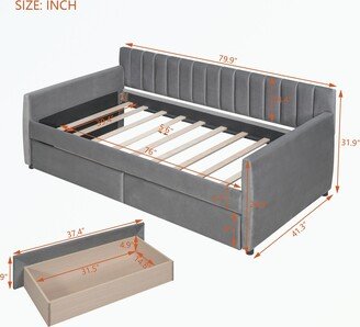 Twin Size Upholstered daybed with Drawers-AH