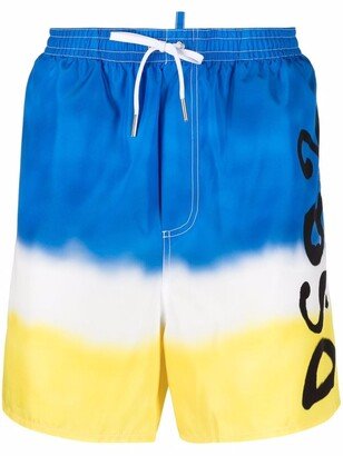 Spray-Paint Print Swim Shorts