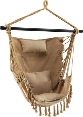 Hanging Rope Swing Chair with Soft Pillow and Cushions