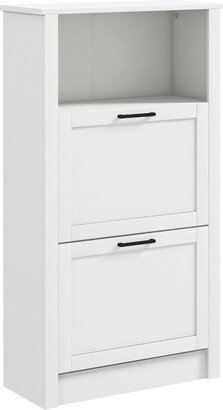 HOMCOM Shoe Storage Cabinet with 2 Flip Drawers and Open Compartment, Adjustable Shelves for Entryway or Hallway