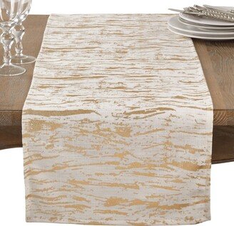 Saro Lifestyle Distressed Foil Metallic Design Glam Cotton Table Runner