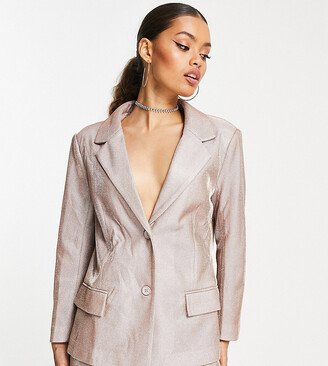 Simmi Clothing Simmi Petite glitter blazer in rose gold - part of a set