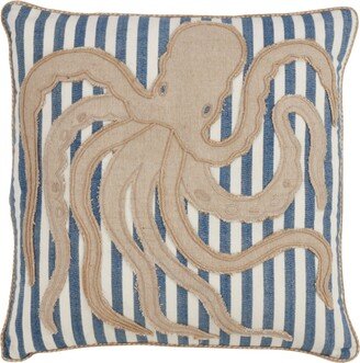 Saro Lifestyle Octopus Striped Decorative Pillow, 18 x 18