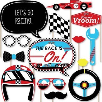 Big Dot of Happiness Let's Go Racing - Racecar - Baby Shower or Race Car Birthday Party Photo Booth Props Kit - 20 Count