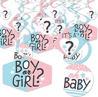 Big Dot of Happiness Baby Gender Reveal - Team Boy or Girl Party Hanging Decor - Party Decoration Swirls - Set of 40