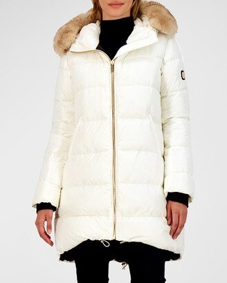 Apres-Ski Down-Filled Jacket With Detachable Toscana Shearling Lamb Hood Trim