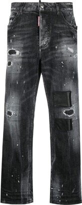 High-Rise Distressed Wide-Leg Jeans