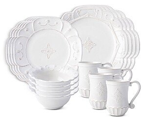 Jardins du Monde Whitewash 16 Piece Dinnerware Set, Service for 4