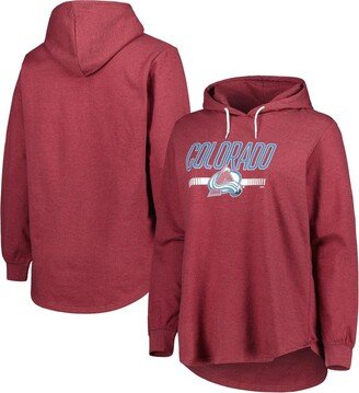 Women's Heather Burgundy Colorado Avalanche Plus Size Fleece Pullover Hoodie