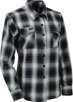 Milwaukee Leather MNG21611 Women's Black and White Long Sleeve Cotton Flannel Shirt - 2X-Large