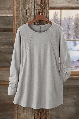 Women's To the Point Knit Tunic Top - Shell Grey - PS - Petite Size