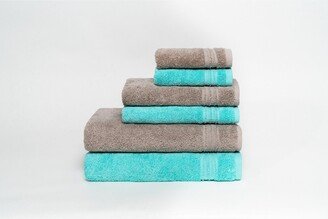 Sweet Home Collection Turkish Cotton 6-Pc. Bath Towel Set - Taupe, Aqua