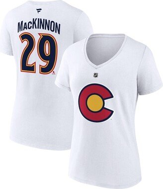 Women's Branded Nathan MacKinnon White Colorado Avalanche Special Edition 2.0 Name and Number V-Neck T-shirt
