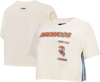 Women's Pro Standard Cream Denver Broncos Retro Classic Boxy Cropped T-shirt