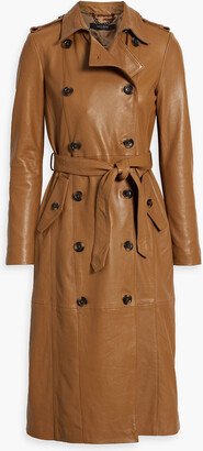 Belted leather trench coat-AA