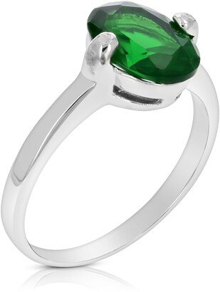 Vir Jewels 2 cttw Green Topaz Ring .925 Sterling Silver with Rhodium Oval Shape 10x8 MM