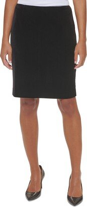 Petites Womens Velvet Above Knee Pencil Skirt